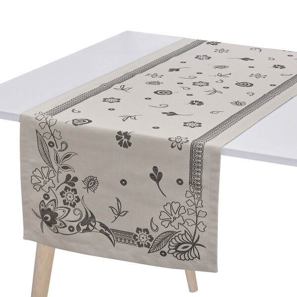 Table Runner Haute Couture Caviar 50X150 Cm 47% Lin/ 43% Cotton/ 10% Polyester - Le Jacquard Français
