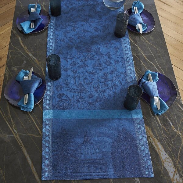 Table Runner Symphonie Baroque Crepuscule 50X150 Cm Linen - Le Jacquard Français