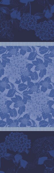 Table Runner Hortensias Bleu 175x55 cm Cotton - Garnier Thiebaut