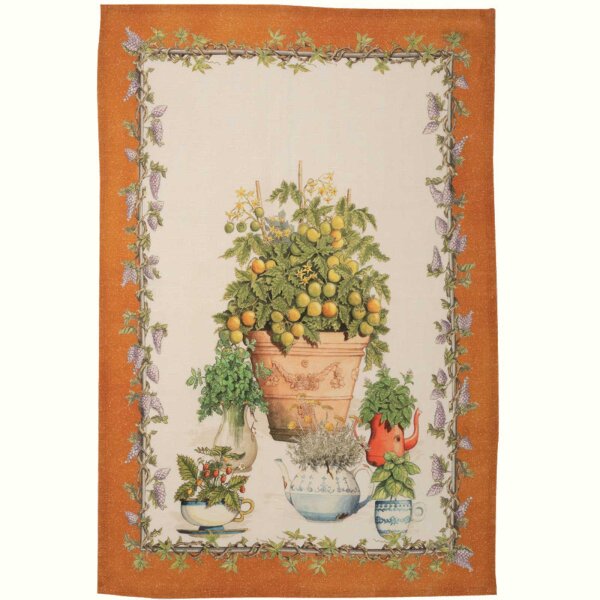 Tea towel Balcon Potager Arancio 50x70 cm linen - Tessitura Toscana Telerie