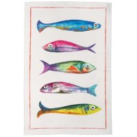 Tea towel Poisson Bleu Cinq 50x70 cm linen - Tessitura...