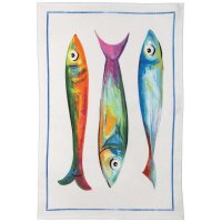 Tea towel Poisson Bleu Trois 50x70 cm linen - Tessitura...