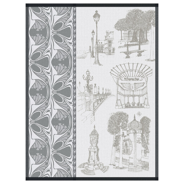 Tea Towel Carnet de Paris Bitume - Le Jacquard Français 28557