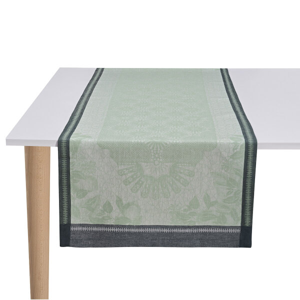 Table runner Jardin DOrient Fontaine 50x150 cm linen - Le Jacquard Français