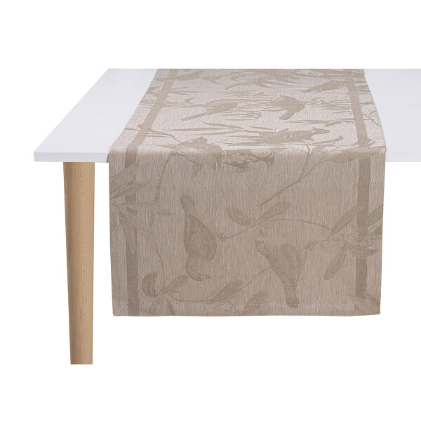 Table runner Voliere Solaire 50x150 cm linen - Le Jacquard Français