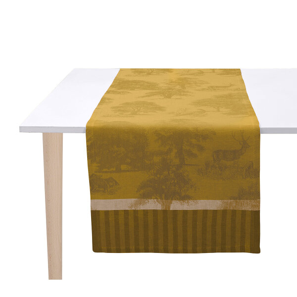 Table runner Souveraine Or 50x150 cm linen - Le Jacquard Français