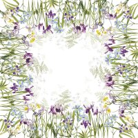 Tablecloth Iris DHiver Blanc 115x115 cm linen - Garnier-Thiebaut
