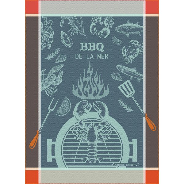 Tea towel Bbq De La Mer Bleu 56x77 cm cotton - Garnier-Thiebaut