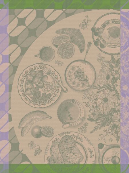 Tea towel Brunch Gourmand Kiwi 60x80 cm cotton - Le Jacquard Français