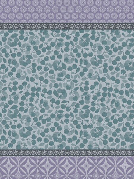 Tea towel Cerises Cerisebleue 60x80 cm cotton - Le Jacquard Français