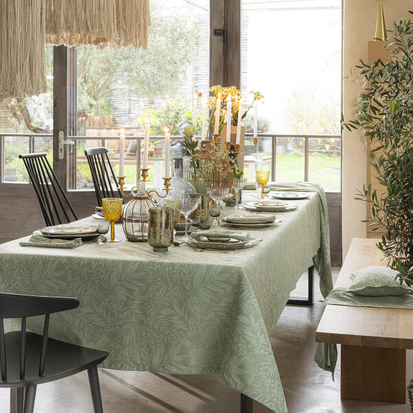 Tablecloth Charmilles Feuillage 175x175 cm cotton - Le Jacquard Français