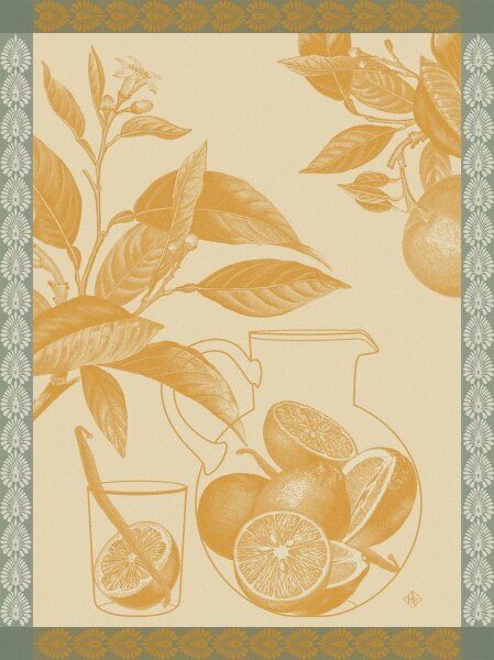 Tea towel Eaux DAgrumes Mandarine 60x80 cm cotton - Le Jacquard Français