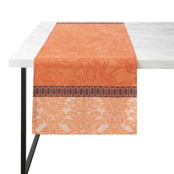 Table runner Escapade Tropicale Goyave 38x270 cm linen - Le Jacquard Français