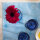 Coated placemats (2x Set) A La Carte Fleurs Papillons Cyan 36x48 cm mixed fabric - Le Jacquard Français