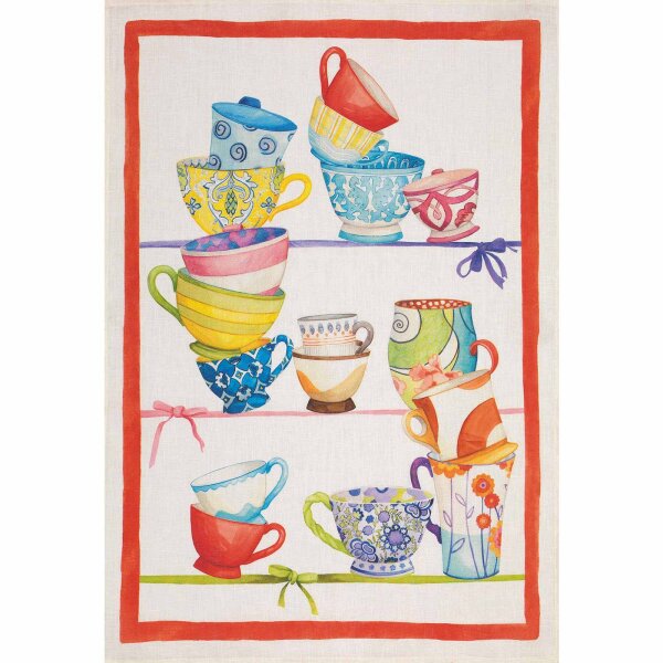 Tea towel Bric Brac Rosso 50x70 cm linen - Tessitura Toscana Telerie