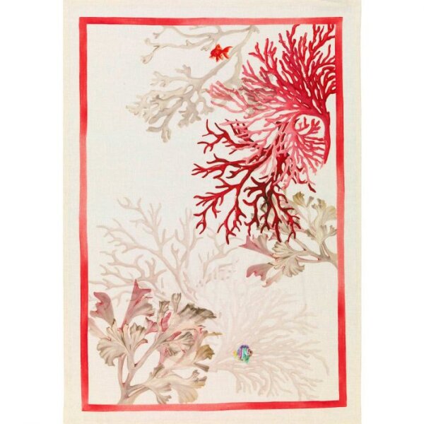 Tea towel Aquarius Corallo 50x70 cm linen - Tessitura Toscana Telerie