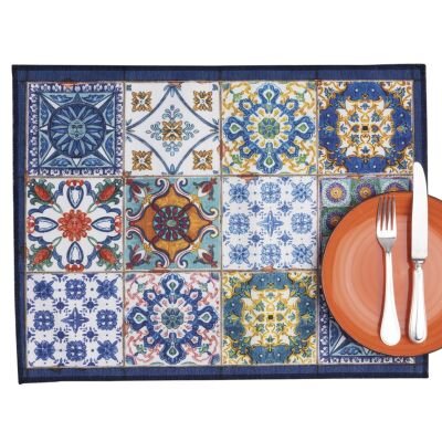 Placemats (2x Set) Camastra Blu 37x48 cm Polyester - Tessitura Toscana Telerie