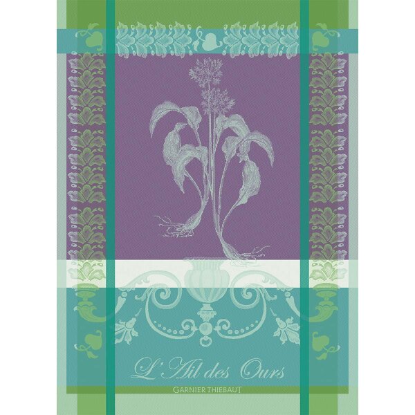Tea towel Ail Des Ours Emeraude 56x77 cm cotton - Garnier-Thiebaut