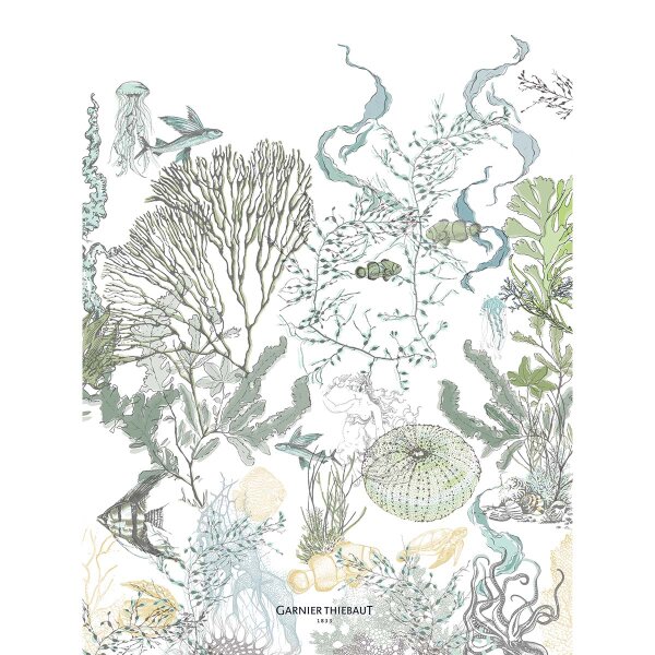 Tea towel Balade Marine Verde 50x70 cm Cotton-linen mix - Garnier-Thiebaut