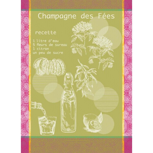 Tea towel Champagne Des Fees Mousse 56x77 cm cotton - Garnier-Thiebaut