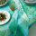 Napkins (4x Set) Mille Feuillages Turquoise 55x55 cm cotton - Garnier-Thiebaut