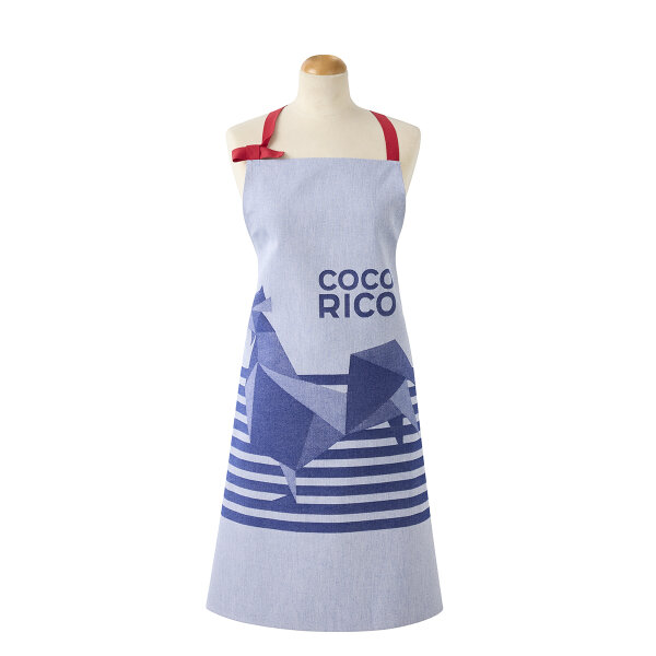 Apron Coco-Rico Bleu 90x90 cm cotton - Le Jacquard Français