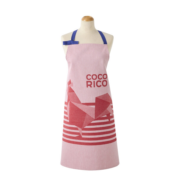 Apron Coco-Rico Rouge 90x90 cm cotton - Le Jacquard Français