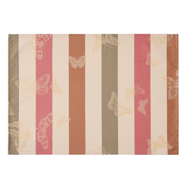 Coated placemats (2x Set) Bal Des Papillons Pêche 36x50 cm cotton - Le Jacquard Français